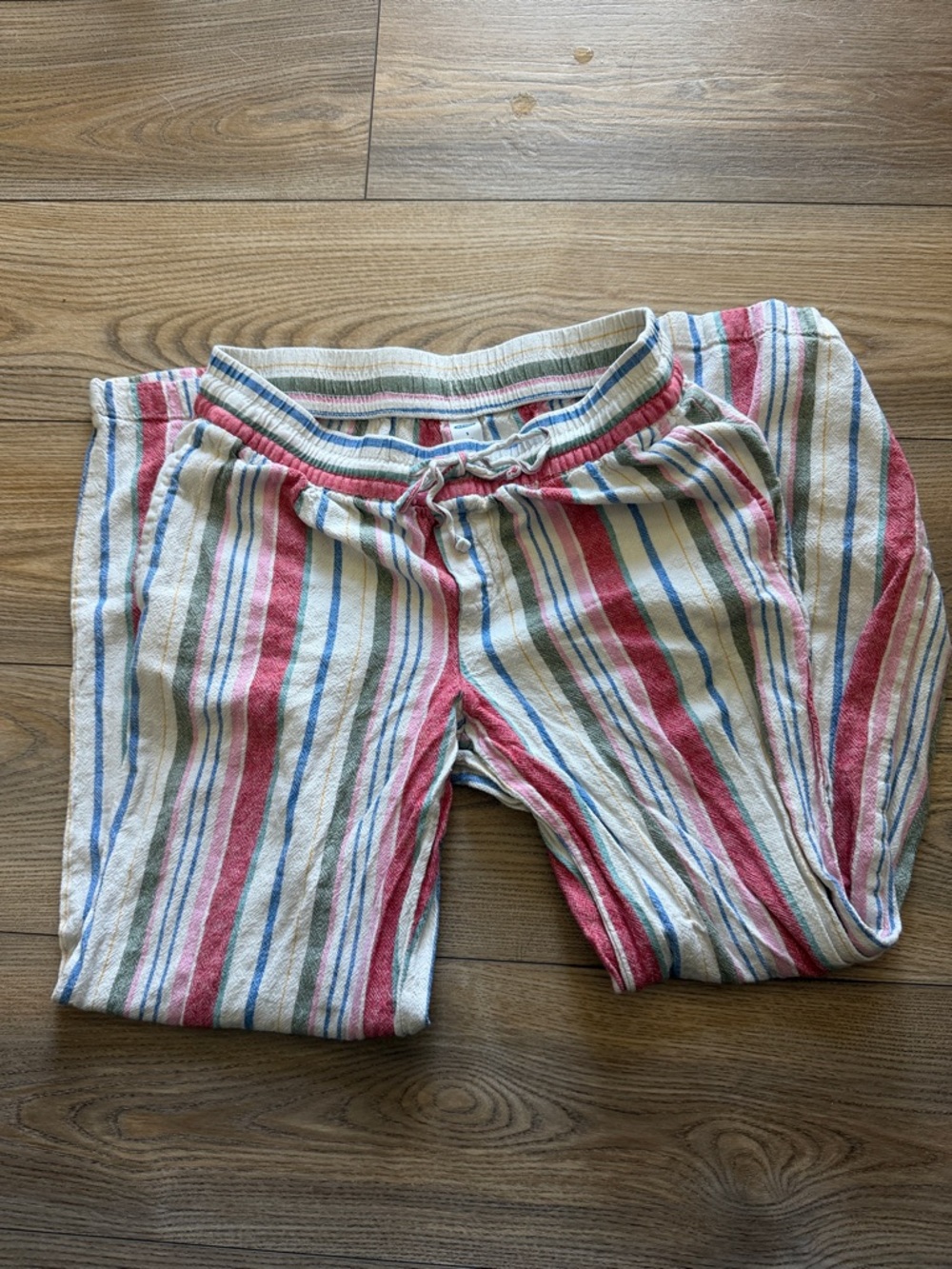 Old Navy Casual Wide-Leg Striped Lounge Pants in Pink, Blue & White